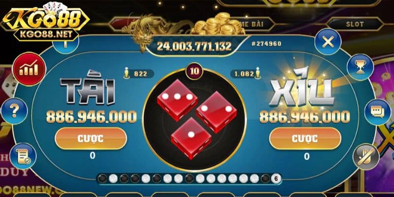 Các cửa cược trong game tài xỉu Go88